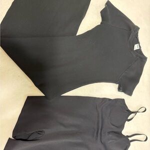 PINK Victoria's Secret Black Ribbed Short Sleeve Dress & Bodycon Bodysuit